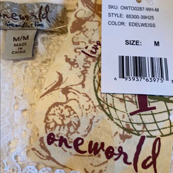 ONE WORLD Misses Medium Lacey Top NWT - Picture 6 of 7